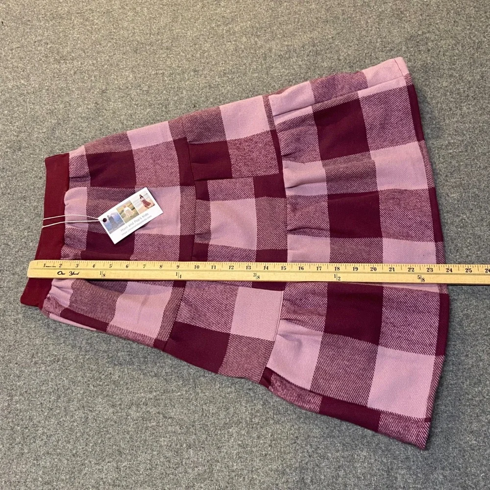 Girls Flannel Mom and Pop's Kids Maxi Skirt Size 6 Burgundy Plaid Upcycle Cotton
